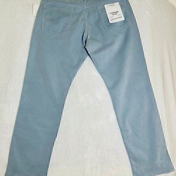 Frame LHomme Slim Men Jeans Size 38X32 Blue Straight Leg Comfort Stretch Twill - Picture 6 of 16